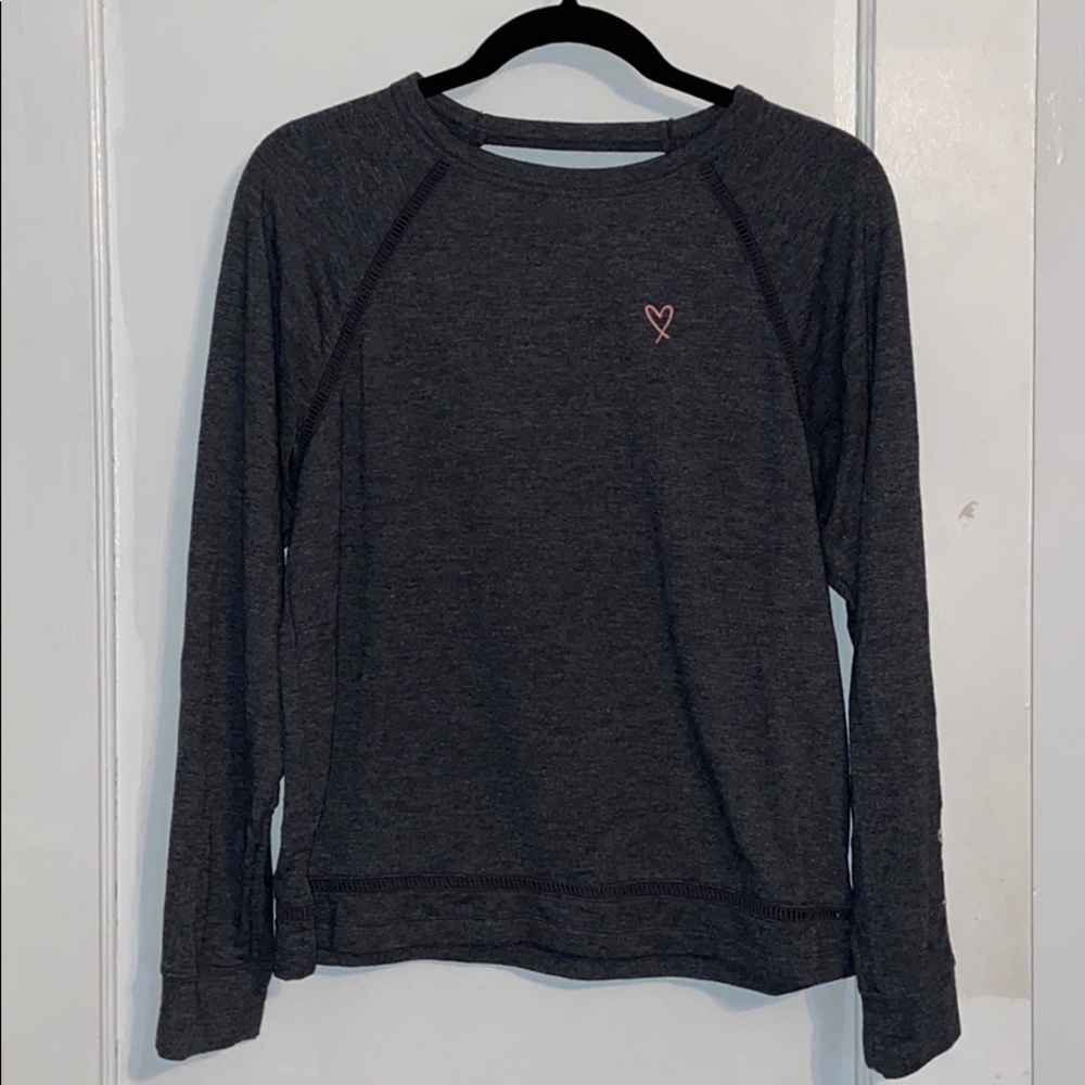 Gray, long sleeve shirt with cutout back